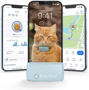 Tractive GPS Tracker & Health Monitoring for Cats (6.5 lbs+) - Market Leading Pet GPS Location Tracker | Wellness & Escape Alerts | Waterproof | Works with Any Collar (Mint)