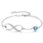 CDE Infinity Heart Symbol Charm Link Bracelet for Women 925 Sterling Silver Stainless Steel Adjustable Anniversary Jewelry Christmas Birthday Gifts for Women Wife Girlfriend Her (Sterling Silver-03-Mar.)