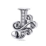 Lorrifal Alphabet Initial J Charms Letter Complete A-Z Letters Solid 925 Sterling Silver Cubic Zircons Beads Dangle Pendants for Pandora European Bracelets Necklace Women Girls Jewelry Gift Options