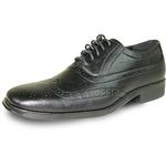 bravo! Men Classic Lace Up Oxford Milano-1 Formal Dress Shoes Leather Lining Wingtip Black Size 14M