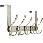 Honsky Over Door Hook,Over Door Storage,Door Hook Hanger,5 Triple Hooks for Hanging Coat Jacket Backpack(1 Pack of Bronze)