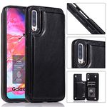 ZYZXSK Samsung Galaxy A50/A50S/A30S Wallet Phone Case, with Credit Card Kickstand Holder Premium PU Leather Double Magnetic Buttons Flip Shockproof Protective Cover Case for Samsung Galaxy A50 Black