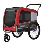 Large Pet Bike Trailer & Stroller For Dogs up to 35kgs Parking Brakes Reinforced Base Floor (Red/Black)