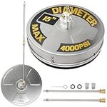 EDOU Direct Pressure Washer Surface Cleaner 15" | Stainless Steel | Heavy Duty | 4,000 PSI Max Working Pressure | Includes: 2 Pressure Washer Extension Wand Attachments