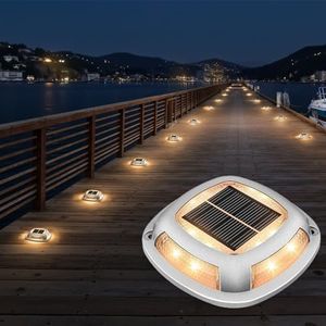 VOLISUN Solar Driveway Lights 12 Pack Waterproof Dock & Deck Marker Lights,2-in-1 Warm White & White LED,IP67 Wireless Outdoor Solar Light for Driveways,Sidewalks,Pathways,and Yards