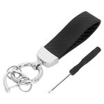 JVCV® Microfiber Leather Car Keychain, Universal Key Fob Keychain Carbon Fiber Pattern Leather Key Chain Holder for Men and Women (Silver Buckle)