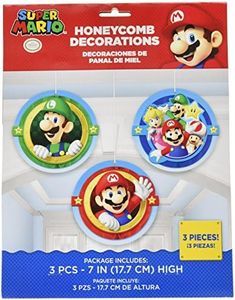 Amscan 291554 Super Mario Brothers™ Honeycomb Decorations, 3 pcs, Party Favor
