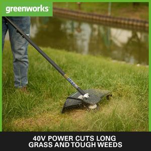 Greenworks 40V Cordless Brushcutter & Grass Strimmer – 40cm, 2 Batteries, Adjustable Height