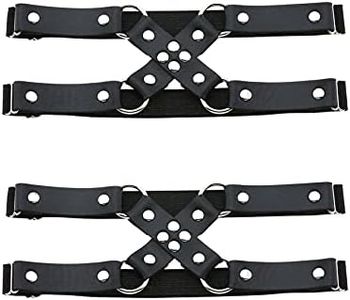 alisikee Adjustable Leg Garter Belt, Elastic Punk Cross Thigh Garters for Women, 1 Pair, Black, Adjustable