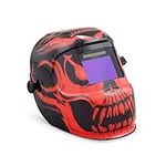 Jackson Safety Premium Auto Darkening Welding Helmet Mask with 4/9-13 Shade Range, 1/1/1/2 Optical Clarity, 1/25,000 sec. Response Time, 370 Speed Dial Headgear, Bead Demon Graphics, Red/Black, 47105