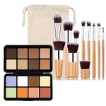 CHSEEO Color Correcting Concealer Palette, 16 Colors Long Lasting Cream Concealer Palette Highlighting Foundation Camouflage Makeup Set for Dark Circles, Redness, Brighten Acne Blemish + 11 Brushes