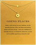 Layering Compass Dot Pendant Necklace with Brave Inspirational Message Card Necklaces Friendship Sun Good Luck Adventure Mountain Pendant Chain Necklace for Women Girl Gift