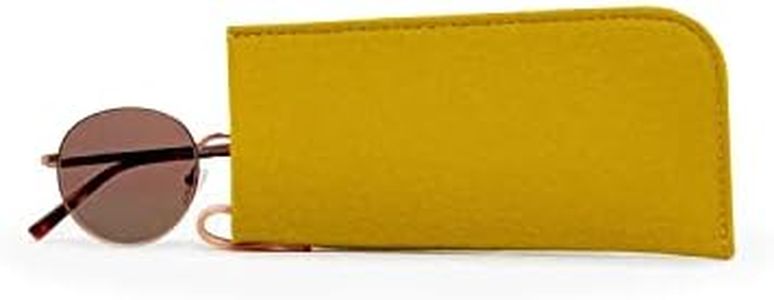 Graf Lantz Eyeglass Sleeve - 100% Merino Wool and Leather - Protective, Scratch Free Material (Dijon)