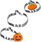 Tmflexe Pumpkin Cookie Cutter Halloween Pack of 3 Fall Thanksgiving Cookie Cutters Biscuit Cutters for Kids Baking Tool