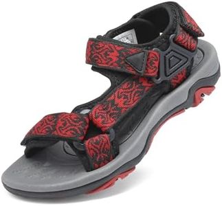 DREAM PAIRS Boys Girls Sandals Kids Adventurous Light-Weight Adjustable Straps Summer Sandals (Toddler/Little Kid/Big Kid),Size 12 Little Kid,Black/Red,170892-K