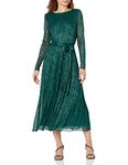 Anne Klein Women's Lurex Bias Stripe Velvet Belted Maxi Dress, Green/Black, X-Small