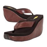 Volatile Canova Women's Platform Wedge Flip Flop Sandal, Brown, 10