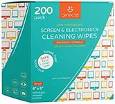 Screen & Electronic Cleaning Wipes | Pre-Moistened Individual Wrapped (6" x 6") TV Screen Cleaner, Computer Monitor, Laptop, Lens Wipes (200 Pack)