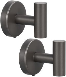 Mdvora Towel Hooks, 2 Pack Robe Hook, Bathroom Coat Hook Wall Mounted, SUS304 Stainless Steel Bathroom Hooks, Towel Hook for Bedroom Kitchen Hotel Office(2 Pack Grey)