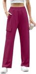 IWOLLENCE Womens Cargo Sweatpants Baggy Wide Straight Leg Sweats Pants with Pockets