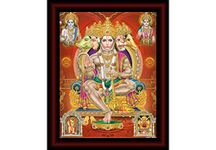 SAF paintings Panchmukhi Hanuman Framed Acrylic Glass Painting 14 inch x 11 inch SANFR33(Multicolor)