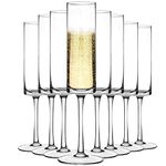 Champagne Flutes - Crystal Champagne Glasses Set of 8 Modern Hand Blown Champagne Flutes Elegant Lead-Free Premium Gifts for Weddings, Anniversaries, Christmas -6.3 oz, Clear