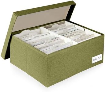 Himake Decorative Photo Storage Box - Linen Photo Box Organizers with Dividers, Fits Holds Up to 1700 Photos in 5x7 inch Size, Portable Scrapbook Storage Containers with Lid (Sage)