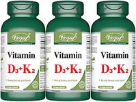 VORST Vitamin D3 + Vitamin K2 (1000 IU Vitamin D + 120mcg Vitamin K) 120 Vegan Capsules | Essential Supplement for Healthy Bones & Teeth | Powder Pills | Alternative to Drops, Gummies & Sprays | 3 Bottles