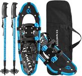 COMMOUDS Lightweight Snowshoes for Men Women Youth Kids, Fully Adjustable Bindings, 14/21/25/30 Inches Aluminum Alloy Terrain Snow Shoes with Trekking Poles and Carrying Bag(Blue)