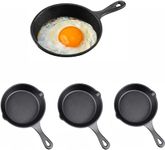 4 Pack Mini Cast Iron Skillet, 4'' Small Cast Iron Pre-Seasoned Skillet with Double Drip-Spouts, Black Nonstick Frying Pan for Baked Cookie/Brownie or Cooked Eggs