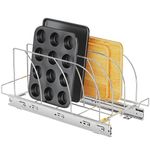 FANHAO Slide Out Cutting Board, Bakeware, and Tray Organizer, Pull Out Kitchen Cabinet Organizer Pan and Pot Lid Organizer, Sliding Rack for Cookie Sheet- 10.2 inch wide x 20.9 inch deep – Chrome