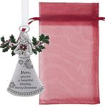 Mom Angel with Holly Ornaments Christmas Mom, You are a Beautiful Blessing. Merry Christmas for Holiday Christmas Tree Décor Gifts from Children Presented in a Red Christmas Bag n Gift Box