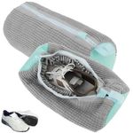 2Pcs Shoes Washing Bag Laundry Bag Reusable Shoe Bag for Washing Machine with Zipper Shoes Laundry Bag with Hook for Sneakers Running Shoes(Grey)