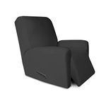 PureFit Super Stretch Chair Sofa Slipcover with Pocket – Spandex Non Slip Soft Couch Sofa Cover, Washable Furniture Protector with Elastic Bottom for Kids, Pets （Recliner， Dark Gray）