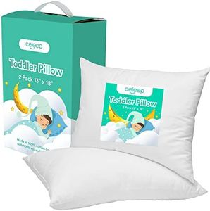 Celeep Toddler Pillows Set - 2 Pack - 13x18 Inches - Perfect Size - Soft Organic Toddler Bedding - Kids Pillows for Sleeping & Nap Time - Vaccum Sealed Small Pillow, White