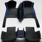 Daroori Custom Car Floor mats - All Weather, Waterproof, Anti-Slip Car Dedicated Floor Mats Coverage Protection - Perfect for Cars Sedans Sports SUVS(Black Stripe with Blue)