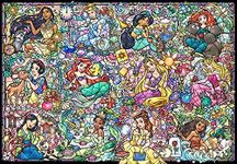 1000 Piece Jigsaw Puzzle, Disney Princess Collection, Stained Glass, 20.3 x 29.1 inches (51.2 x 73.7 cm)