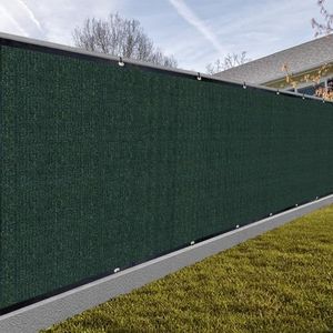 SUNNY GUARD Privacy Screen Fence 6' x 50' Dark Green Heavy Duty Dustproof Denoise Fencing Mesh Fabric Shade Net Cover for Outdoor Wall Garden Yard Pool Deck(We Make Custom Size)