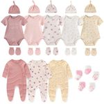 Ruliby Newborn Baby Girl Clothes Cotton Bodysuit and Romper Baby Girls Clothing Layette Set 0-3 Month