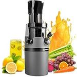 Masticating Juicer Machine for Whole Fruits and Vegetables, Cold Press Slow Juicer with Wide Mouth 80mm Feeding Chute, Reverse Function Quiet Motor Fresh Healthy Juice Extractor