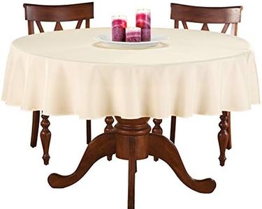 Collections Etc 70 Inch Round Solid Colored Tablecloth, 100% Durable Polyester, Ivory