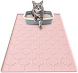 Garoopion Silicone Cat Litter Trapping Mat, Large Waterproof 34" X 22" Cat Litter Box Mat, Easy to Clean, Pink