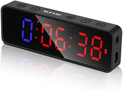 Portable Gym Workout Timer, Fitness Clock with The Rubber Case and Built-in Magnetic Spine, Large LED Digital Anti Vertigo Display, for Home Garage Schools (Black)