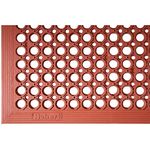 HUBERT® Anti-Fatigue Drainage Mat with Holes Red Rubber Grease-Resistant - 5'L x 3'W x 1/2"H