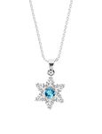 Clara 925 Sterling Silver Snowflake Pendant Chain Necklace | Rhodium Plated, Swiss Zirconia | Gift for Women and Girls