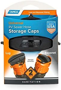 Camco RV Sewer Hose Storage Cap Set - Lug and Bayonet Caps | Allows You to Seal Both Ends of Your Sewer Hose Before Storing | Odor and Leak Proof Connection - 2 Pack (39752)