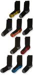 Fruit of the Loom boys 10 Pack Zoned Cushioned Crew Socks, Black Assorted, Shoe Size 7-8.5 US