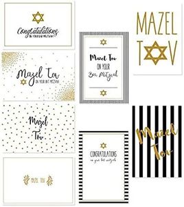 Juvale Bar and Bat Mitzvah Blank Greeting Cards with Envelopes (4 x 6 in, 36 Pack)