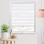 KELIXU Cordless Zebra Blinds for Windows, Dual Layer Zebra Roller Window Shades Free-Stop Blinds Sheer or Privacy Light Control, Day and Night Window Shades for Home, Office, 20" W x 72" H (White)