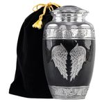 STONLIF Angel Wings Cremation Urn for Human Ashes Adult Female, Decorative Urns, Burial Urns, Funeral Urns for Women and Men - Large, Black